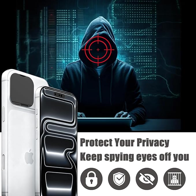 Front Camera Cover Compatible for iPhone 17Pro /17 Pro Max with Rear Lens Cover,Protect Privacy and Security But Not Affect Facial Recognition(2Pack)-2025 Updated Version Black