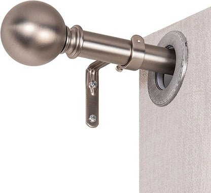 Curtain Rods for Windows 18 to 145 inches, 1 Inch Modern Metal Drapery Rods, Adjustable Heavy Duty Curtain Pole with Round Finials(18"-145"Satin Nickel)