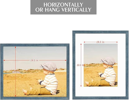 Golden State Art, 16x20 Picture Frame with Mat for 11x14 - High Definition Glass Wall Mounting Horizontal Vertical Display (Blue, 2 Pack)