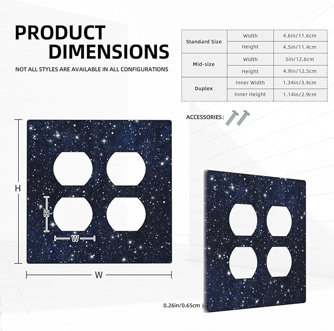 Decorative Outlet Covers Blue Galaxy Universe Space Stars 2 Gang Wall Plate Cover Double Duplex Receptacle Two Switch Light Switch Cover Plate Jumbo Dual Faceplate for Home Decor
