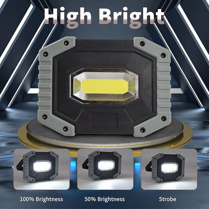 OTYTY LED Work Light 2-Pack, 30W 1500LM Portable Rechargeable Flood Lights with Magnetic Base, 4200mAh Battery for Outdoor, Camping, Hiking, Emergency, Car Repairing, Job Site Lighting (W841 Grey)