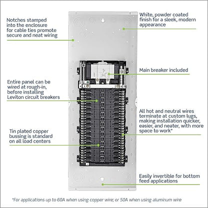 Leviton 30 Space, 30 Circuit Indoor Load Center with 150 Amp Main Circuit Breaker, LP315-BPD