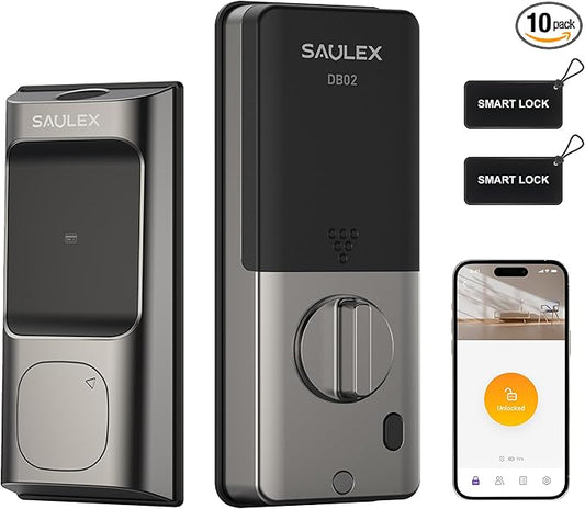 Saulex DB02 Smart Lock, Built-in Wi-Fi,5-in-1 Keyless Entry Front Door Lock, Keypad Deadbolts with App Control, Easy Installation,Auto-Unlock.