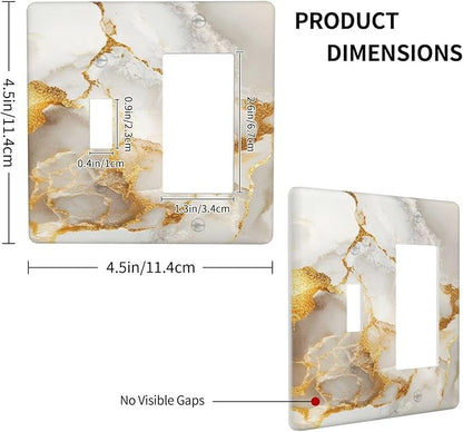 Gold Marble Crack Simple Abstract Print Outlet Covers 1 Toggle 1 Rocker Combination Decorative Wall Plate Electrical Switch Plates Light Switch Cover Plate for Bathroom Kitchen Home Decor