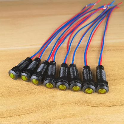 8pcs Yellow Indicator Pilot Light 110VAC Mounting Hole Size 8mm(Flame Retardant Plastic Shell)