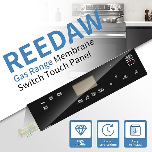 DG96-00850E Range Membrane Switch Touchpad Control Touch Panel for Samsung Gas Ranges Stove Oven NX60A6111SS/NX60A6111SB, Replaces 4976816/AP7192051/PS16736760/EAP16736760