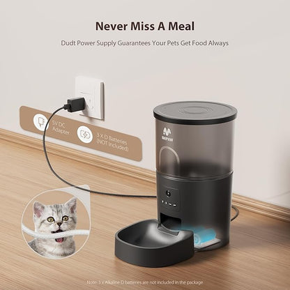 IMIPAW 5L Automatic Cat Feeder with Camera, 1080P HD AI Pet Recognition Recording, 5G WiFi APP Remote Control, Timed Programmable Food Dispenser, Two-Way Audio, Night Vision Function with Desiccant