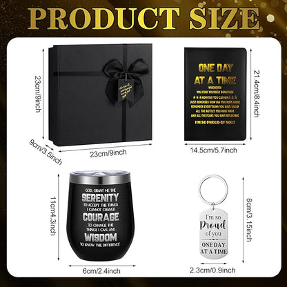 6 Pcs Sobriety Gifts for Men Women Addiction Recovery Sober Encouragement Gifts 12 oz Stainless Steel Cup Socks Keychain Pen Notebook Box for AA NA Alcoholics Addiction Sober Milestone