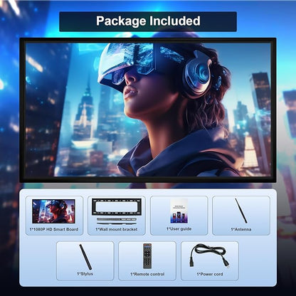 Smart Board 55 Inch, 8+64GB Interactive Whiteboard Google EDLA Certified Rotating Touch Screen, Screen Mirroring for Live Streaming, Classroom, Home and Business (Wall Mount Included)