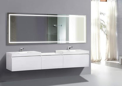Krugg | Large 96 Inch X 36 Inch LED Bathroom Mirror | Lighted Vanity Mirror Includes Defogger | Wall Mount Vertical or Horizontal Installation |