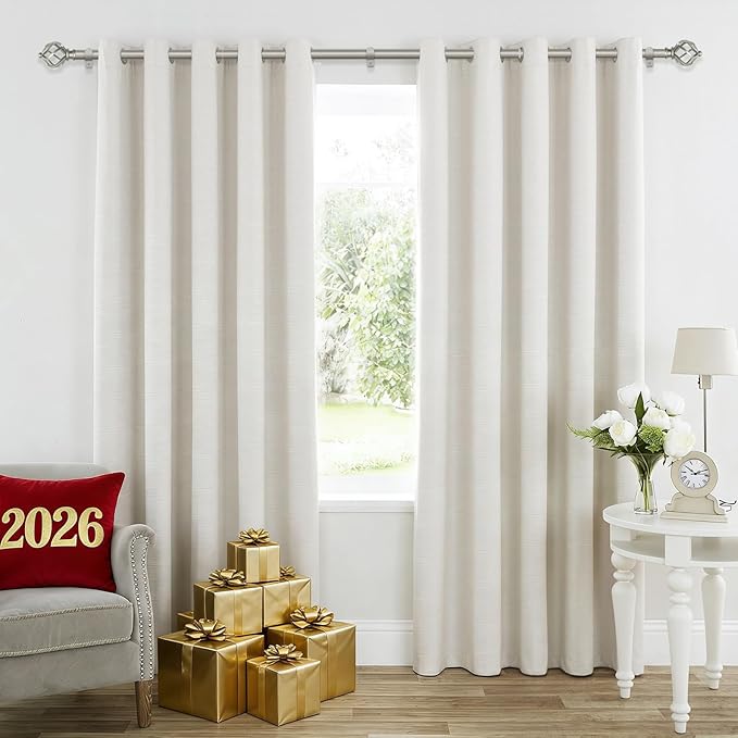 KAMANINA Silver Curtain Rods for Windows 48 to 84 Inch, Adjustable Single Curtain Rod 32 to 86 Inch(2.6-7.1ft), 3/4 Inch Splicing Drapery Rods with Twisted Cage Finial