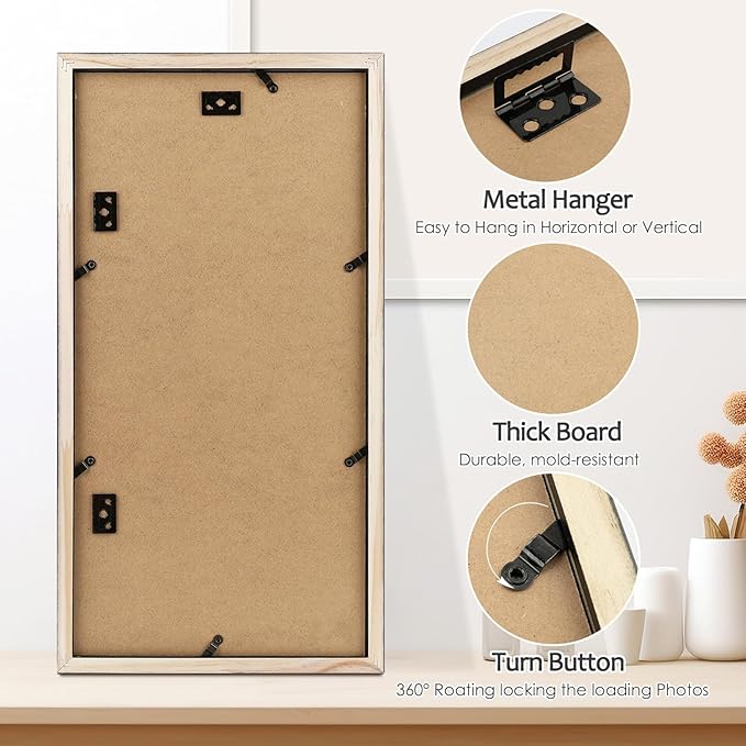 Golden State Art Three 5x7 Collage Picture Frame - Solid Wood with Tempered Glass - Multi Picture Frame Display Three 5x7 Photos with Mat - or One 9x18 Frame Without Mat for Wall Decor, Brown