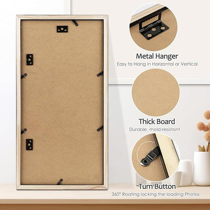 Golden State Art Three 5x7 Collage Picture Frame - Solid Wood with Tempered Glass - Multi Picture Frame Display Three 5x7 Photos with Mat - or One 9x18 Frame Without Mat for Wall Decor, Dark Brown