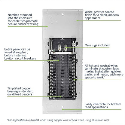 Leviton 30 Space, 30 Circuit Indoor Load Center with Main Lugs, LP322-LPD