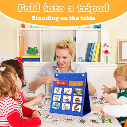 Visual Schedule for Kids Chore Chart，103 Daily Schedule Board Routine Pocket Chart Cards for Toddlers,Autism Learning Material Tool Wall Planner for Home School with 3 in 1 Cards Gift for Kids