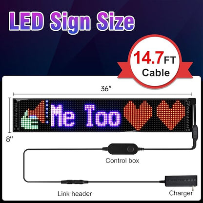 GOTUS Programmable LED Sign,LED Sign for Business,Bluetooth APP Control,DIY Design Text, Patterns, Animations