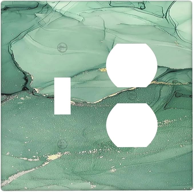 Wallplates Simple Green Marble 1 Toggle 1 Duplex Switch Plate Electrical GFCI Faceplate Decorative Light Switch Covers for living Room Office Decor