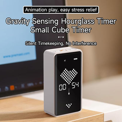 Digital Hourglass Timer, Rechargeable Magnetic Visual Timer with Large LED Display, Adjustable Volume for Classroom, Cooking, Fitness, Baking, Kids Learning & Teaching (White)