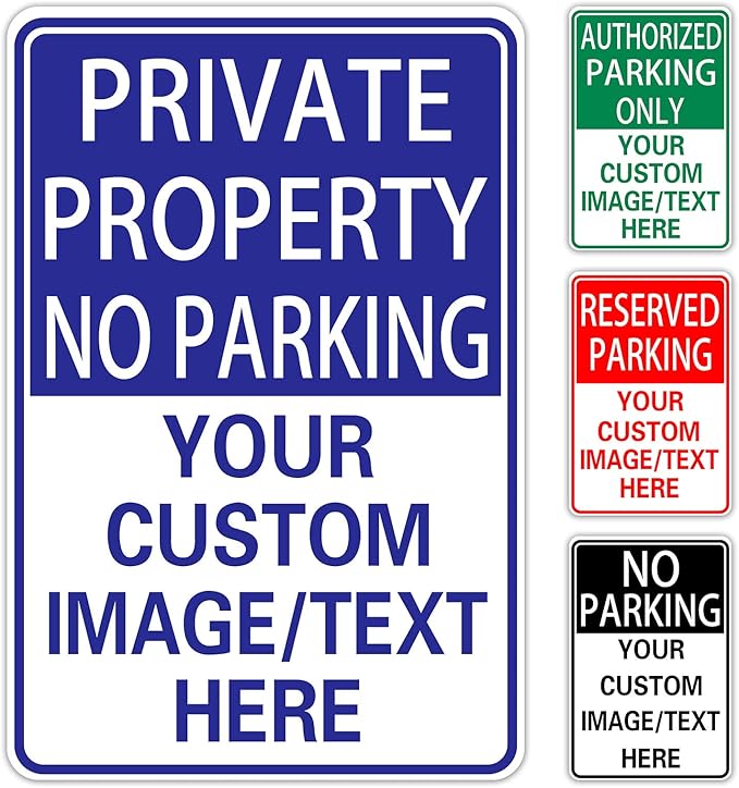 Private Property Sign No Parking Signs Custom Signs for Parking Lots Business and Schools Outdoor Use Aluminum Metal Decor 12x8 Inches