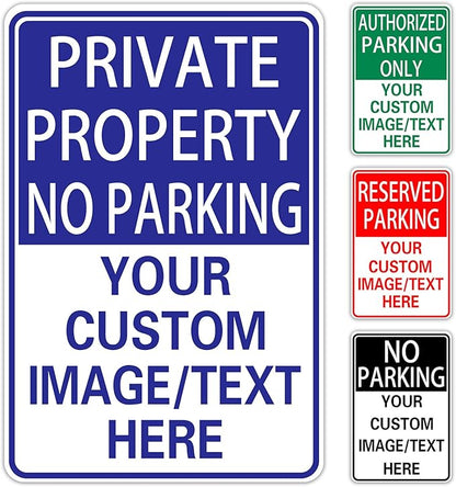 Private Property Sign No Parking Signs Custom Signs for Parking Lots Business and Schools Outdoor Use Aluminum Metal Decor 12x8 Inches
