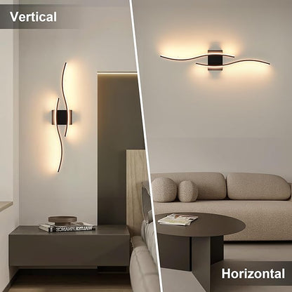 Battery Operated Wall Sconces Set of Two with Remote Control, Dimmable/3 Color/Night-Light/Timer/Memory, Black Modern Wireless LED Sconce for Living Room, Hallway, Bedroom, 31.4 Inch (2 Pack)