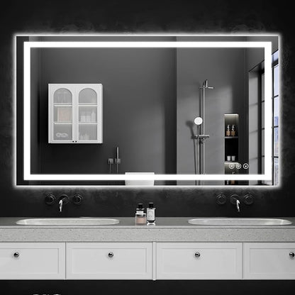 36"x48" LED Bathroom Mirror with Lights, Dimmable, Anti-Fog, Lighted Bathroom Vanity Mirror for Wall, Backlit + Front Lit, Memory Function, Shatter-Proof, Tempered Glass