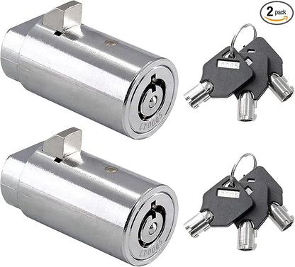 2 Set Vending Machine Lock and Key (Keyed Alike), High Security Tubular Keyway Soda Machine Locks