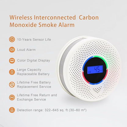 6Pack Upgraded Interlinked Smoke Carbon Monoxide Detector, Battery Powered&Wireless Interconnected Smoke and CO Alarm, Transmission Range of Over 820 ft (Includes Battery)