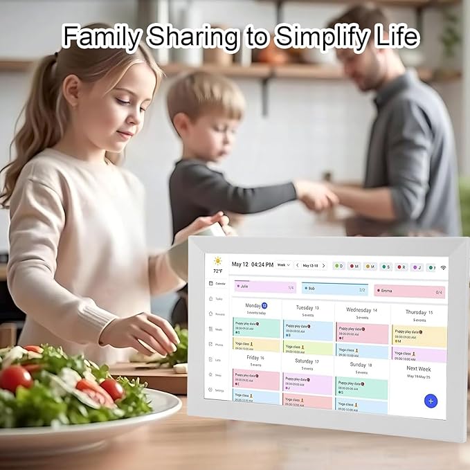 Bewinner 15.6 Inch Wall Planner Digital Calendar & Chore Chart, Smart Touchscreen Wall Calendars Interactive Display with APP for Family Schedules, Electronic Picture Frame (US Plug)
