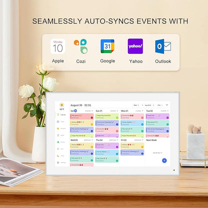 15.6 Inch Smart Digital Calendar Wall Planner & Chore Chart, IPS FHD 1920x1080 Touchscreen Interactive Display for Family Schedules, Streamline Household Organization
