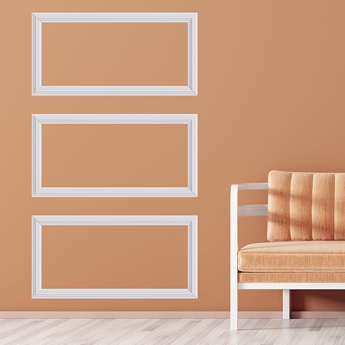 3 PCS Premade Wainscoting Panels Accent Wall Panels for Interior Wall Decor Easy DIY Build and Batten Chair Rail & Picture Frame Door Decor (8 x 16 in)
