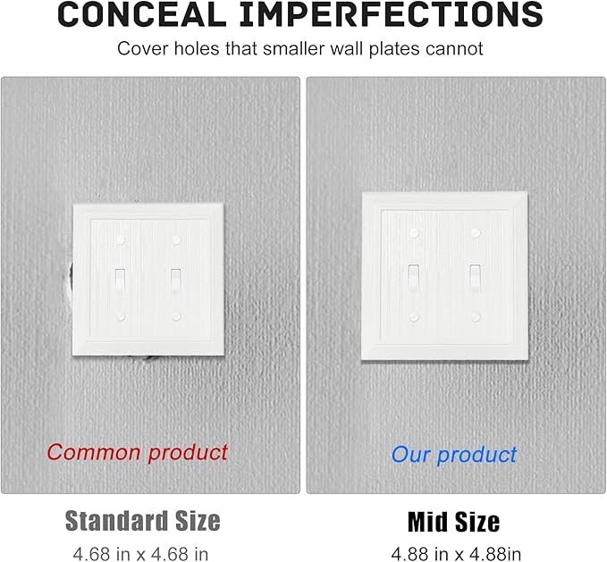 Modern Decorative Wall Plate Retro Wood Grain design Switch Cover Outlet Cover for Light Switch, Smart Switch, Dimmer, GFCI, USB Outlet (4 Pack, Double Toggle)