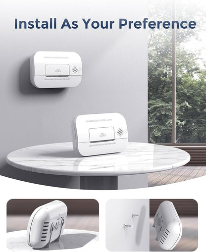 Ecoey Carbon Monoxide Detectors, 10-Year CO Detector with Human Alarm Sounds and Test Button, Carbon Monoxide Alarm Replaceable Battery-Operated for House and Bedroom, FJ127, 2 Packs