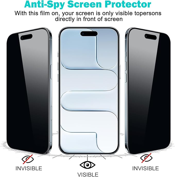 PEHAEL 3+3Pack for iPhone Air Privacy Screen Protector with Camera Lens Protector Full Coverage Anti-Spy Tempered Glass Film 9H Hardness Easy Installation Bubble Free [6.5 inch]