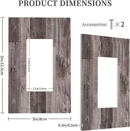 Decorative Outlet Covers Rustic Dark Grey Wood Retro Country Wooden 1 Gang Single Rocker Light Switch Cover Plate Wall Plates GFCI Faceplate for Farmhouse Cabin Decor
