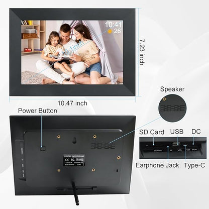 Frameo 10.1 Inch Smart WiFi Digital Photo Frame,Digital Picture Frame with 16GB Storage & SD Slot, Electronic Picture Frame IPS Touch Screen with Auto-Rotate, Frameo Digital Frame WiFi