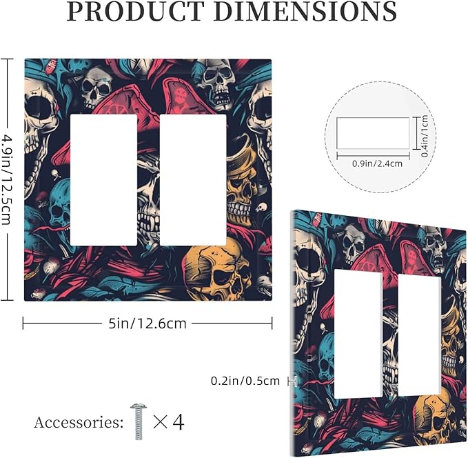 Decorative Outlet Covers Pirate Colourful Skeleton Red Hat 2 Gang Double Gfci Rocker Electrical Wall Panels Light Switch Cover Plate For Farmhouse Cabin Decor
