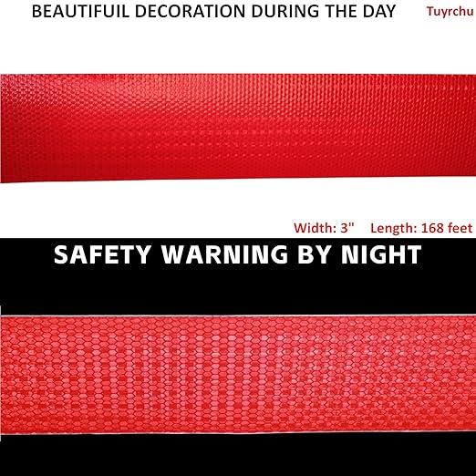 Red Reflective Tape Outdoor Waterproof 3 inch Wide, High Visibility Warning Industrial Marking Tape, Safety Stickers (168 feet)