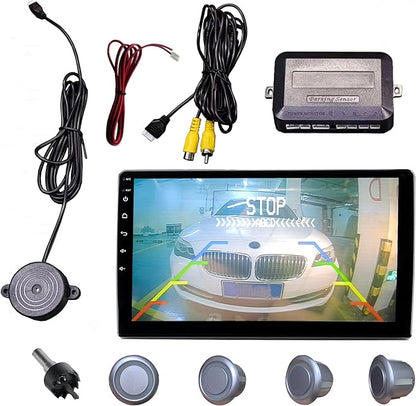 LCD Parking Sensor Kit - Displays Data on Original Screen, Easy Rear Installation, Compatible with All Camera Formats (AHD, CVBS), 18 Probe Colors to Match Any Vehicle