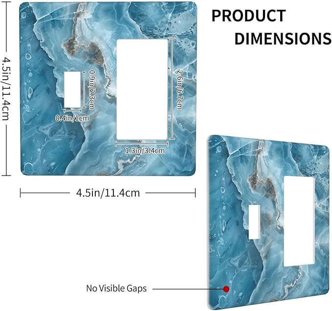 Decorative Outlet Covers Abstract Watercolor Blue Marble Texture 2 Gang Light Switch Cover Plate Single Toggle 1 Rocker Wall Plates for Electrical Outlets Switch Plate Covers for Home Decor