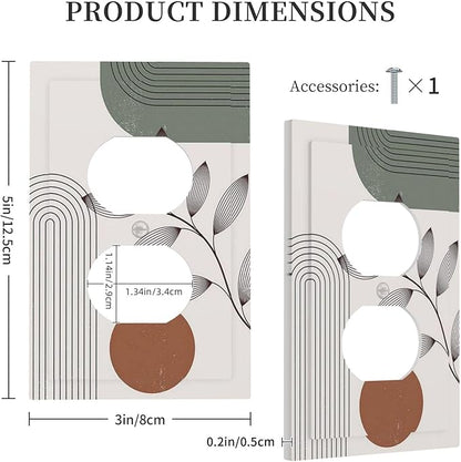 Outlet Covers Sage Green Boho Nature Art Minimalist Geometric Plant 1 Gang Duplex Wall Plate Decorative Switch Plates Electrical Receptacle Faceplate Light Switch Cover for Bedroom