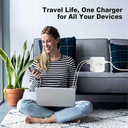 USB C Fast Charger Block, 120W 6-Port Charging Station GaN Hub Adapter, USB C Wall Multi Charger Power Strip Plug with On/Off Switch for iPad iPhone 17 16 15 14 13 12 Pro Max Galaxy S23 (White)