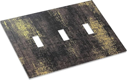 Decorative Switch Plates Vintage Industrial Rusty Metallic 3 Gang Wall Plate Triple Toggle Light Switch Cover Faceplate Electrical Wall Panels For Farmhouse Cabin Decor