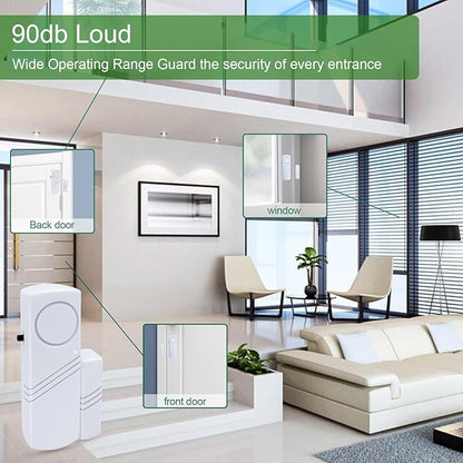 Door Window Alarm, 90dB Door Alarms Sensor for Kids Safety, Home Security, Door Window Burglar Alarm, Window Pool Alarms for Home, Apartments, Offices, Hotel Rooms (4pack)