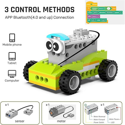 makerzoid Coding Robot Toy for Kids 6+, 100+ in 1 APP Control Robots Building Toys, Programmable Scratch Coding Kit with 23 Video Courses,Birthday Toy for Kids (370 Blocks)