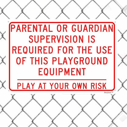 Playground Safety Sign,Security Warning Signs,Outdoor/Indoor Safety Sign "Parental/Guardian Supervision Required For Use Of This Playground Equipment" 16"x24" Aluminum Sign
