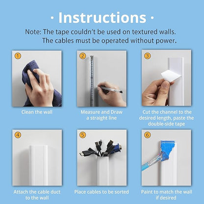 Cord Cover Wall 32in, TV Cord Hider for Wall Mounted TV, Large Cable Hider Kit for 3-6 Cords, Wire Management Raceway, White Wire Hider Concealer, 2 x L15.8in, W1.5in H0.75in
