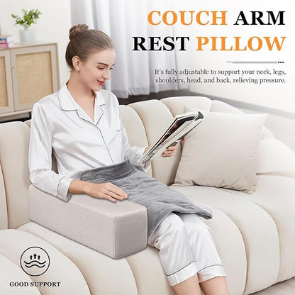 2 Pack Couch Arm Rest Pillow 6''x6''x20'' Faux Leatharie Armrest Cushion, High Density Foam Pillows, Removable & Washable Headboard Elbow Support for Armchair Sofa Bed,Dark Gray