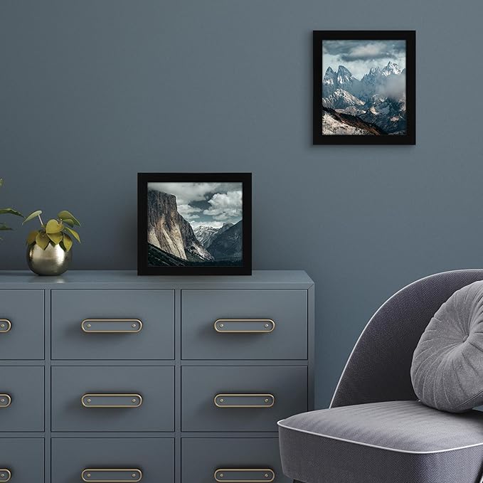 Americanflat 7x8 Picture Frame with Shatter-Resistant Glass - Signature Collection - Gallery-Style Frames Made of Engineered Wood - Photo Frame for Tabletop and Wall Display - Black