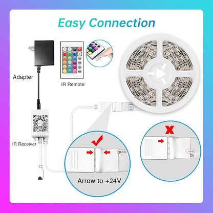 TJOY 60ft Bluetooth LED Strip Lights, Music Sync LED Lights Strip,RGB Color Changing Lighting with Remote,Smart Phone APP Control,Lighting for Bedroom,Ceiling,Room DIY(APP+Remote +Mic/60ftx1)
